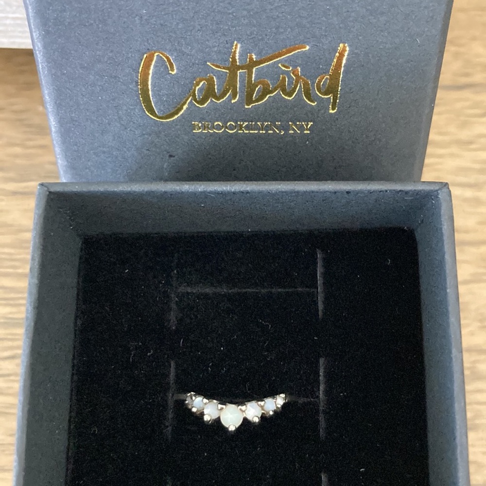 Catbird Laurie Fleming Beacen Ring White Gold Mother of Pearl 4.5